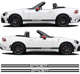New White convertible car with 'Spider' decals on a white background