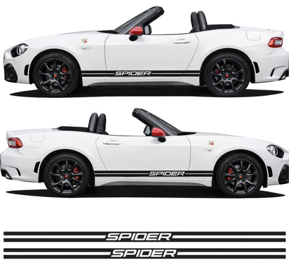 New White convertible car with 'Spider' decals on a white background