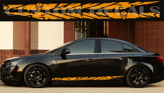 Premium Quality Stickers Compatible With Chevy Cruze New Skull Line Design