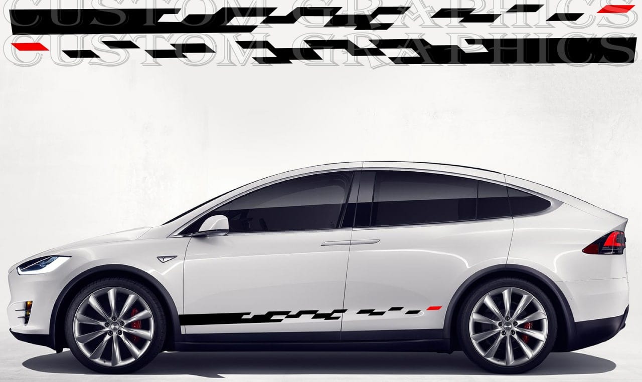 Sticker Compatible with Tesla X New Design Car Lovers Block style