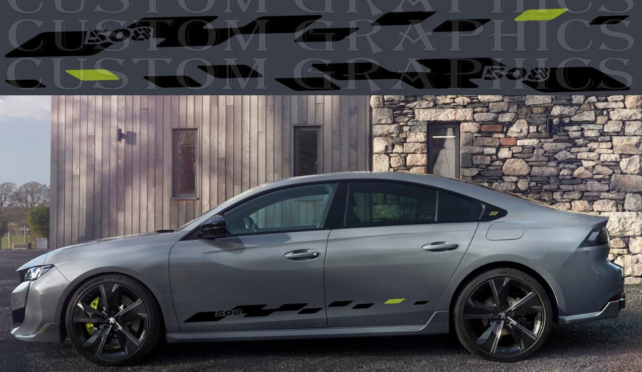 Premium Sticker Compatible With Peugeot 508 2 colors New Figure Design Tunning Stripes