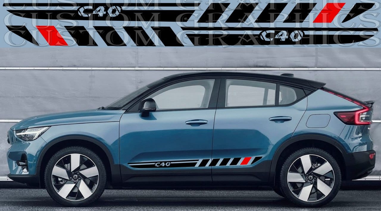 Premium Vinyl Sticker Racing Stripes Compatible With Volvo C40 2 color Graphic