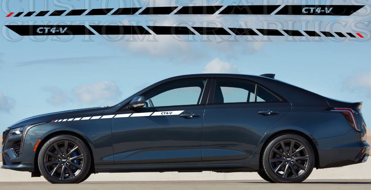 Autocollant compatible avec le kit carrosserie Cadillac CT4 V 2020 Front Line Design