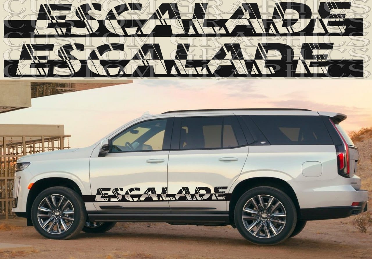Autocollant compatible avec le nom Cadillac Escalade Meilleur design de décalcomanie de carrosserie