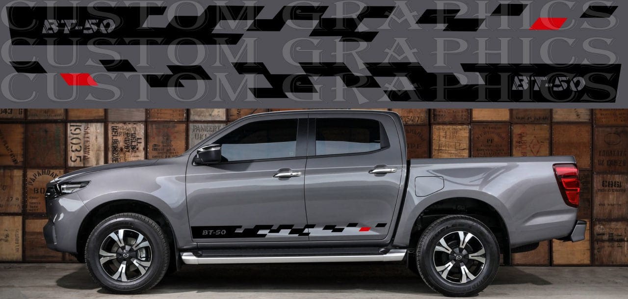 Stickers Compatible with Mazda BT-50 Vinyl Stripes Block Line Design