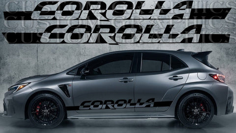 Premium Vinyl 2x Stickers Compatible With Toyota Corolla Line Name Design