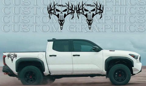 Premium Sticker Compatible with Toyota Tacoma Skull Design