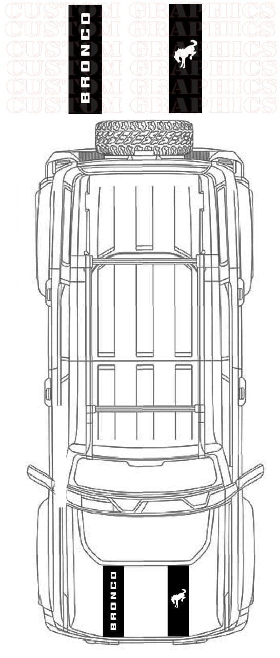 Hood Premium Vinyl Compatible With Ford Bronco 5 doors 2020-2024 New Design