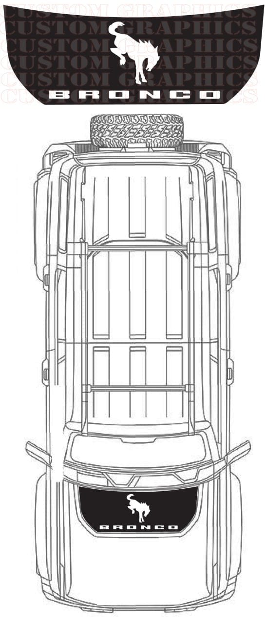 Hood Premium Vinyl Sticker Compatible With Ford Bronco 5 doors 2020-2024 Classic Design