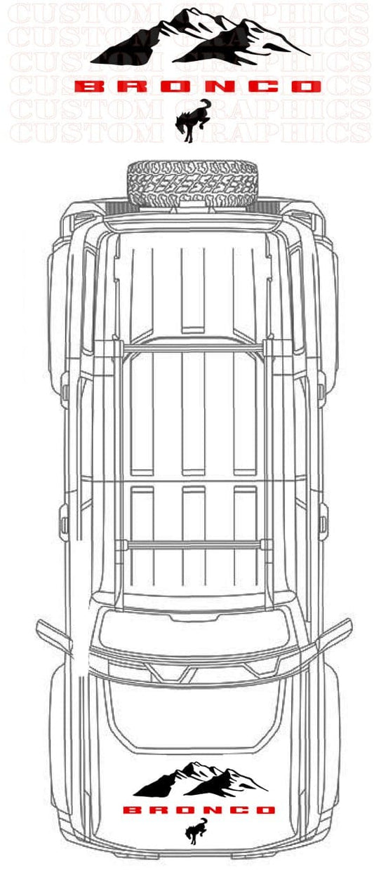 Capot en vinyle de qualité supérieure compatible avec Ford Bronco 5 portes 2020-2024 Mountain Design