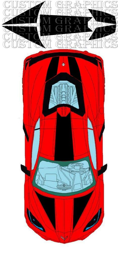 Autocollant de capot en vinyle de qualité supérieure compatible avec la conception de la ligne Chevrolet Corvette C8 Stingray 