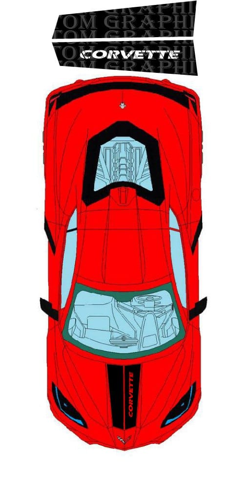 Autocollant de capot en vinyle de qualité supérieure compatible avec le design de style Chevrolet Corvette C8 Stingray