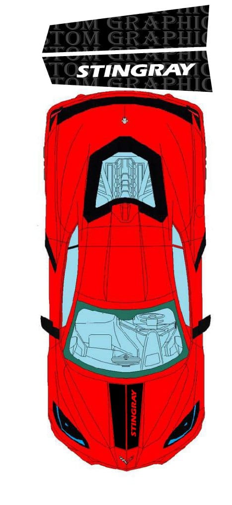 Autocollant de capot en vinyle de qualité supérieure compatible avec Chevrolet Corvette C8 Stingray Classico Design 