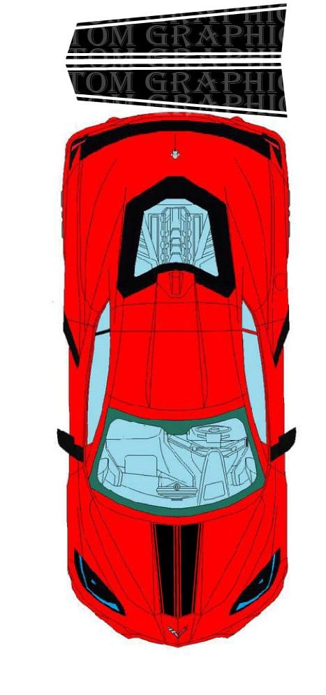 Autocollant de capot en vinyle de qualité supérieure compatible avec Chevrolet Corvette C8 Stingray Classic Design