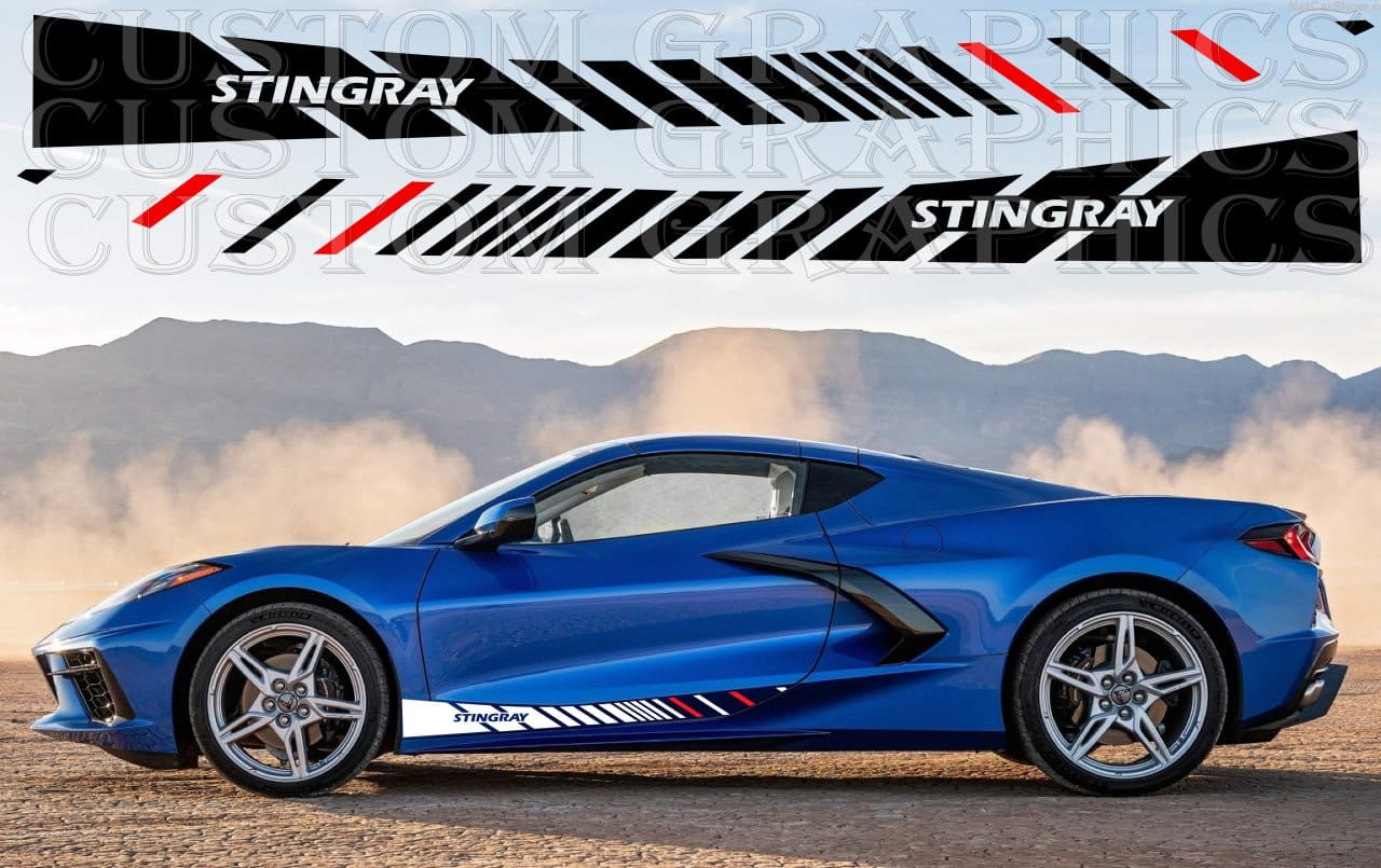 Autocollant en vinyle de qualité supérieure compatible avec la conception de ligne unique Chevrolet Corvette C8 Stingray 