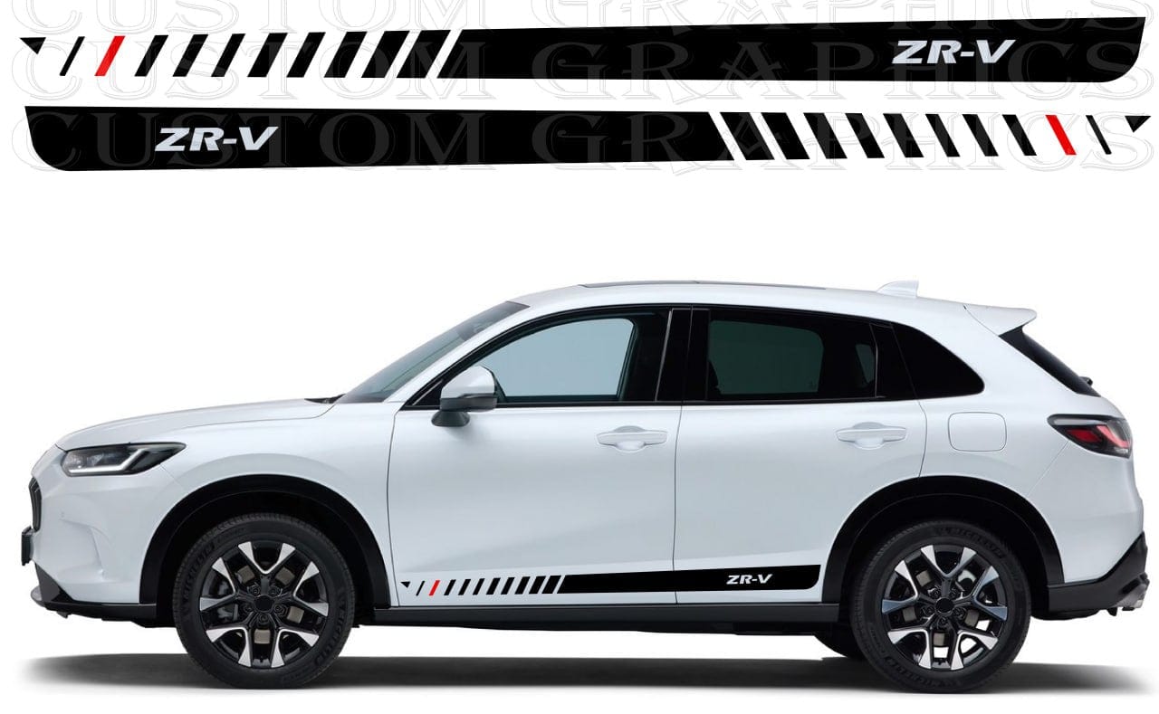 Upgrade your Honda ZR-V with our premium vinyl Racing Stripes Decal Stickers. Enhance your car's visual appeal with high-quality, custom-designed decals. Perfect for adding a unique touch to your vehicle's doors or hood. Unique Stickers Decals