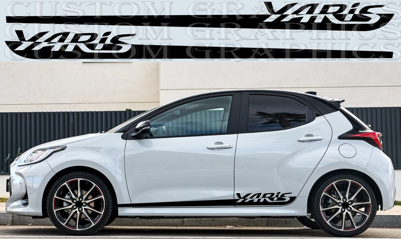 Premium quality sticker with a unique design, compatible with Yaris 2 doors. Perfect for enhancing the appearance of your vehicle with a new, stylish decal.  Toyota Yaris New Graphics Best Frien Gifts