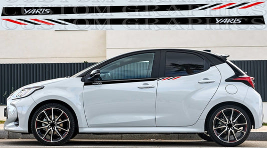 Premium quality sticker with a unique design, compatible with Yaris 2 doors. Perfect for enhancing the appearance of your vehicle with a new, stylish decal.  Toyota Yaris New Graphics Best Frien Gifts