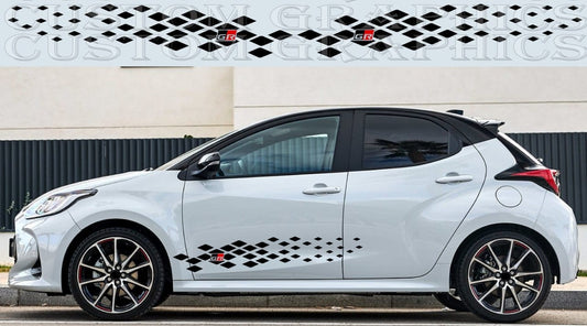 Premium quality sticker with a unique design, compatible with Yaris 2 doors. Perfect for enhancing the appearance of your vehicle with a new, stylish decal.  Toyota Yaris New Graphics Best Frien Gifts