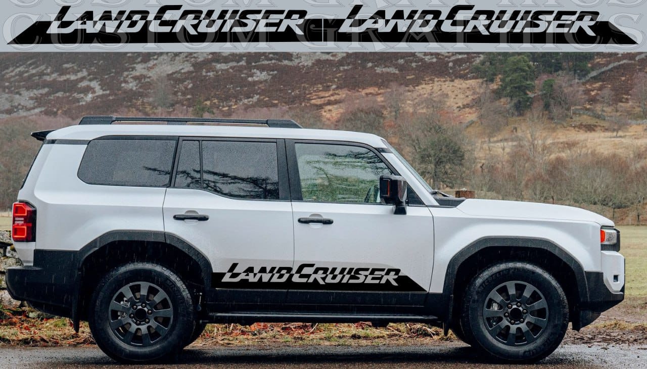 Premium Vinyl Sticker Compatible With Toyota Land Cruiser Name line Design
