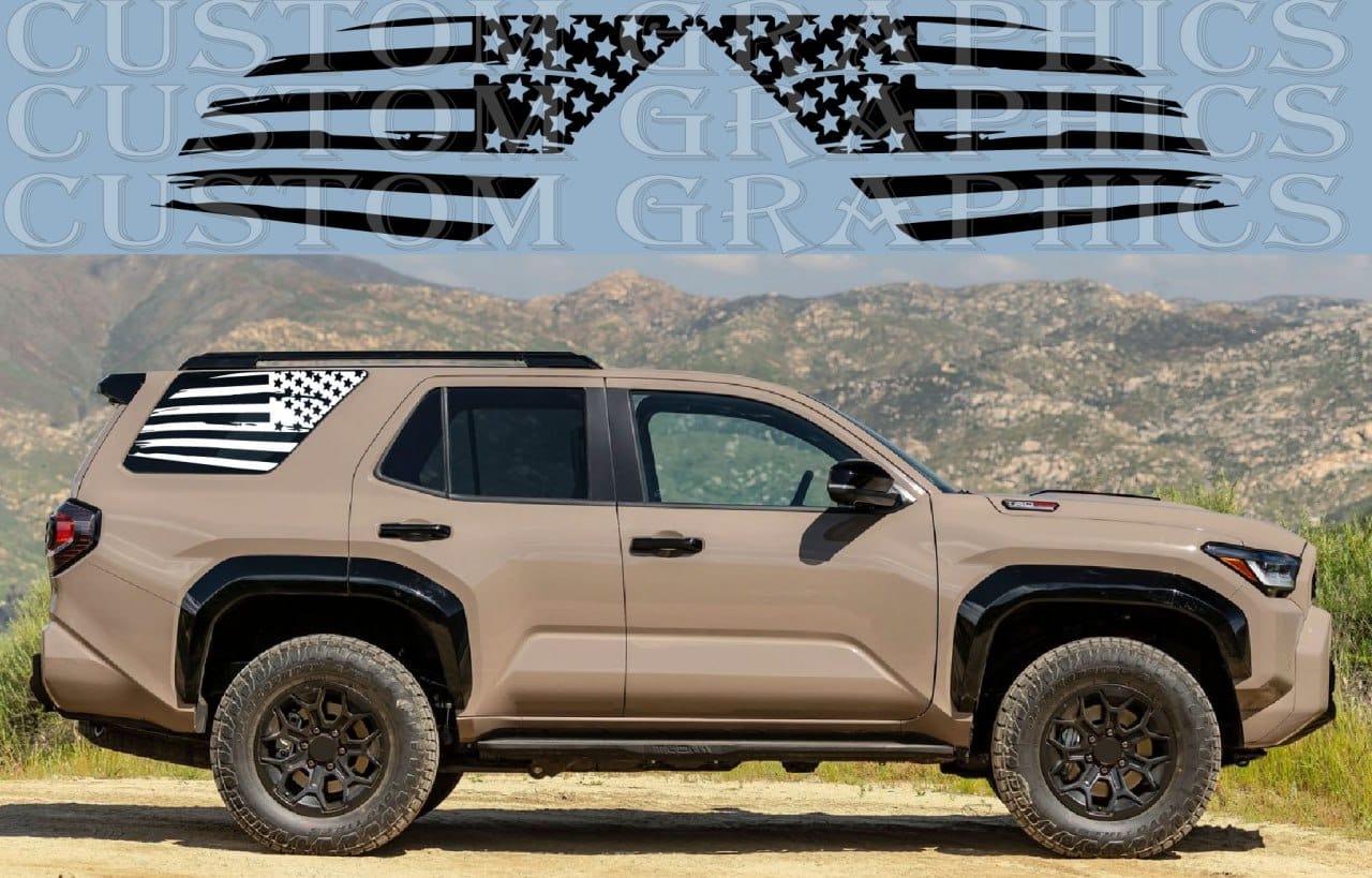 Premium Window Sticker Compatible With Toyota 4Runner Trailhunter USA Flag design