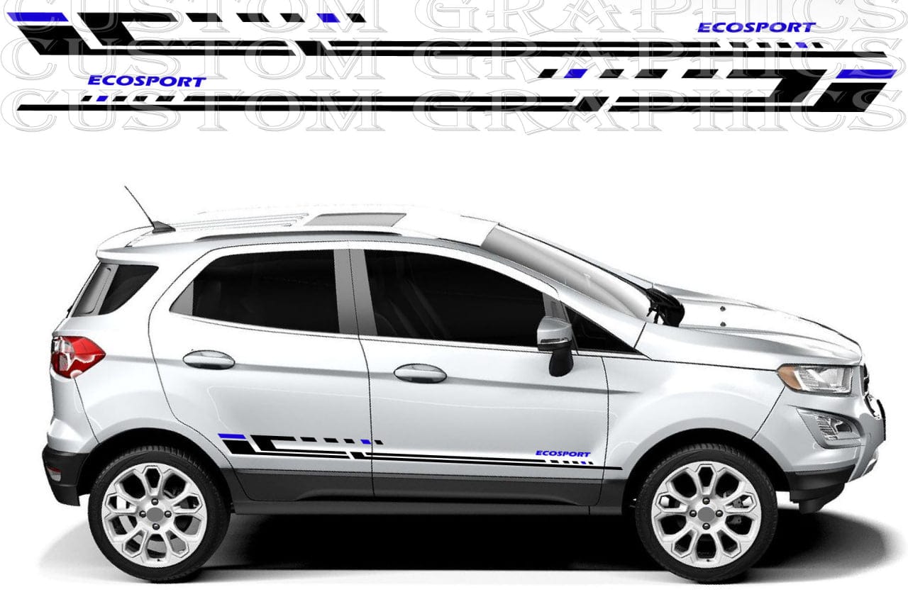 Ford EcoSport parked in city with Urban Jungle decals

