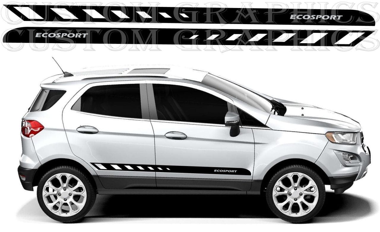 Matte black line decals on white Ford EcoSport SUV