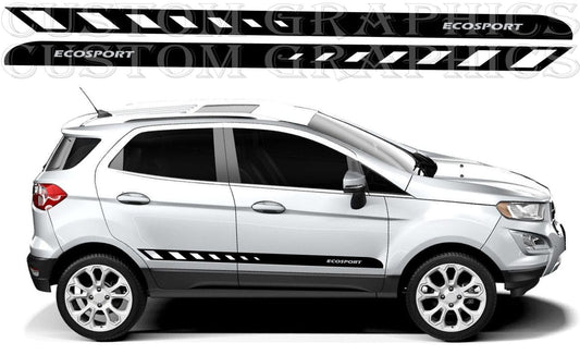 Matte black line decals on white Ford EcoSport SUV
