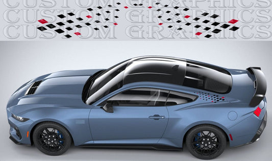 Hood Vinyl Car Stripes for Ford Mustang – Back rear Figure Design