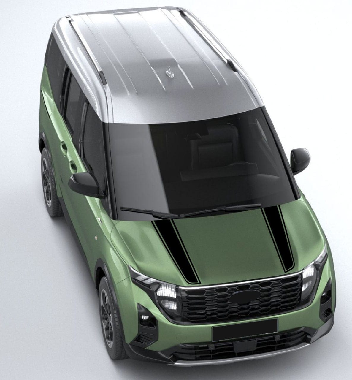 Weatherproof vinyl sticker detail on Tourneo Courier corner