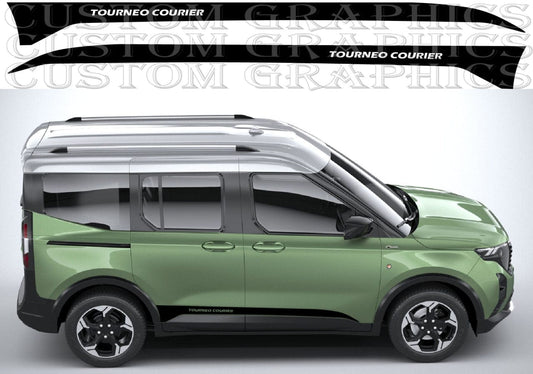 Front view of Tourneo Courier with hood vinyl accents
