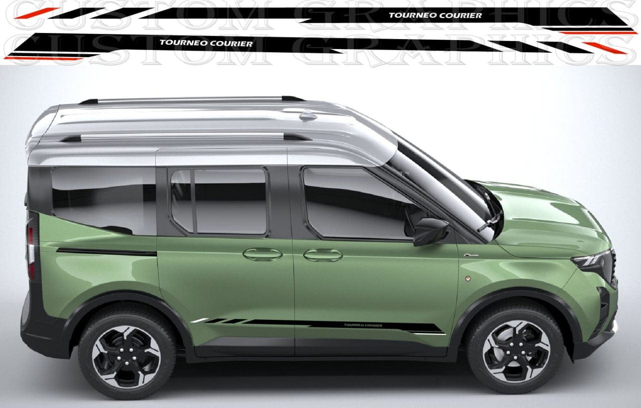 Matte black side stripe applied to silver Tourneo Courier