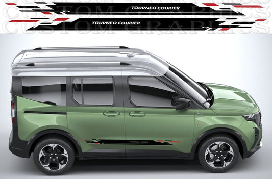 Two-piece vinyl decal set installed on both sides of the van