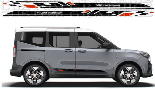 Bold stripe and text combo decal on Ford Tourneo Courier