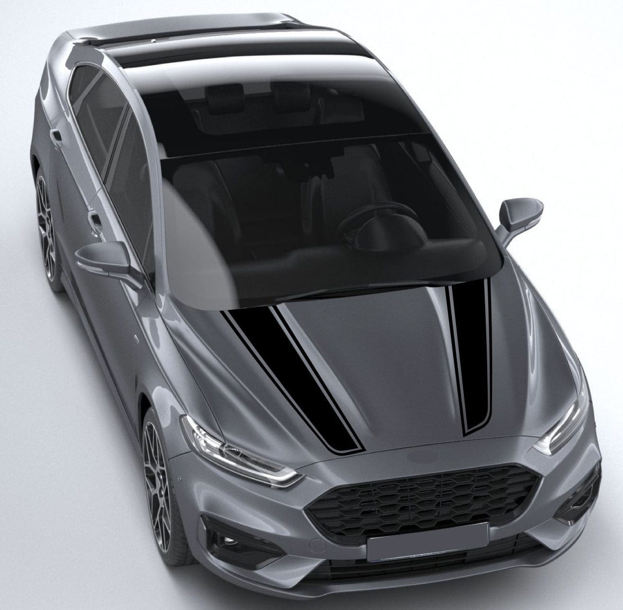 Glossy black vinyl accent on Mondeo rear fender

