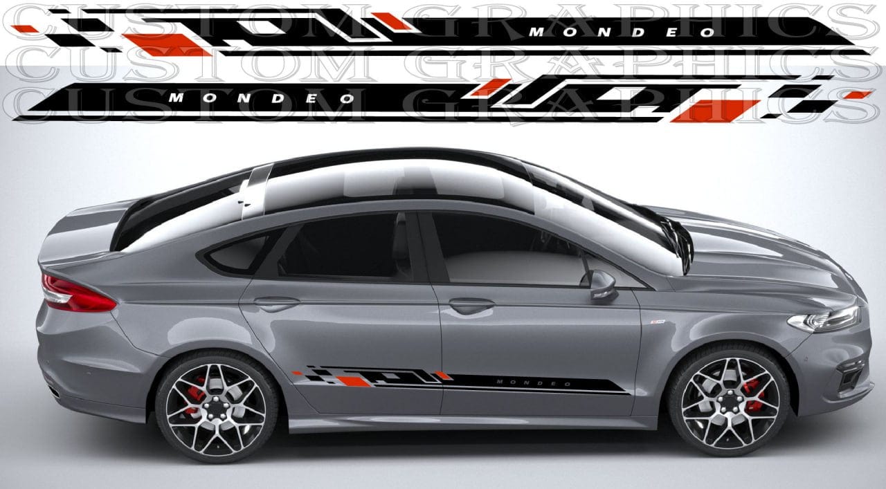 Glossy black vinyl accent on Mondeo rear fender