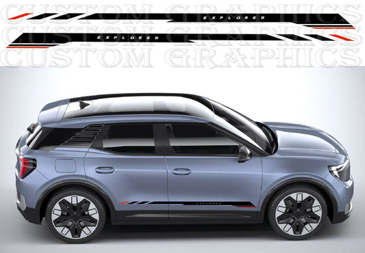 American flag sticker applied to rear window of Ford Explorer

