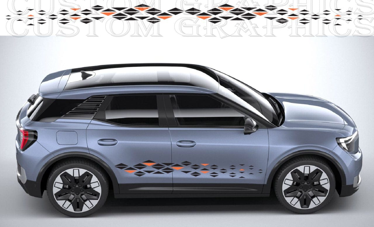 Close-up of weatherproof vinyl sticker on Ford Explorer fender

