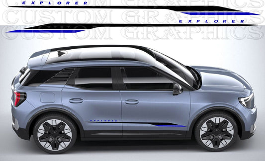 Mountain silhouette vinyl graphic on black Ford Explorer

