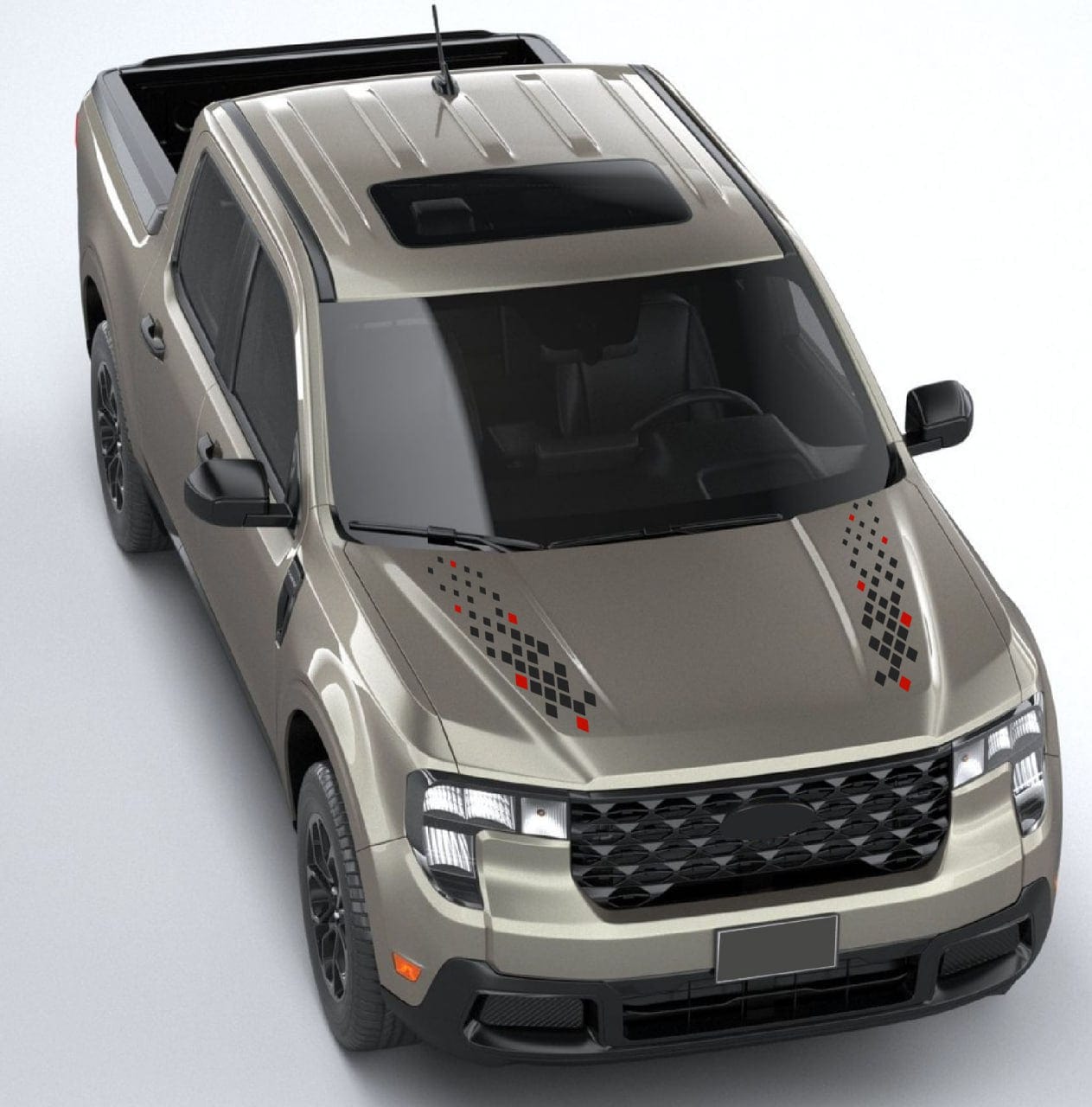 Close-up of precision vinyl stripe on Maverick fender