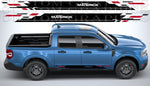 Bold racing stripe across Ford Maverick hood and roof