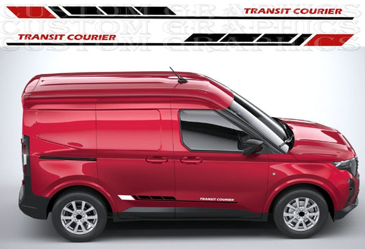 Transit Courier in motion with stripe kit applied