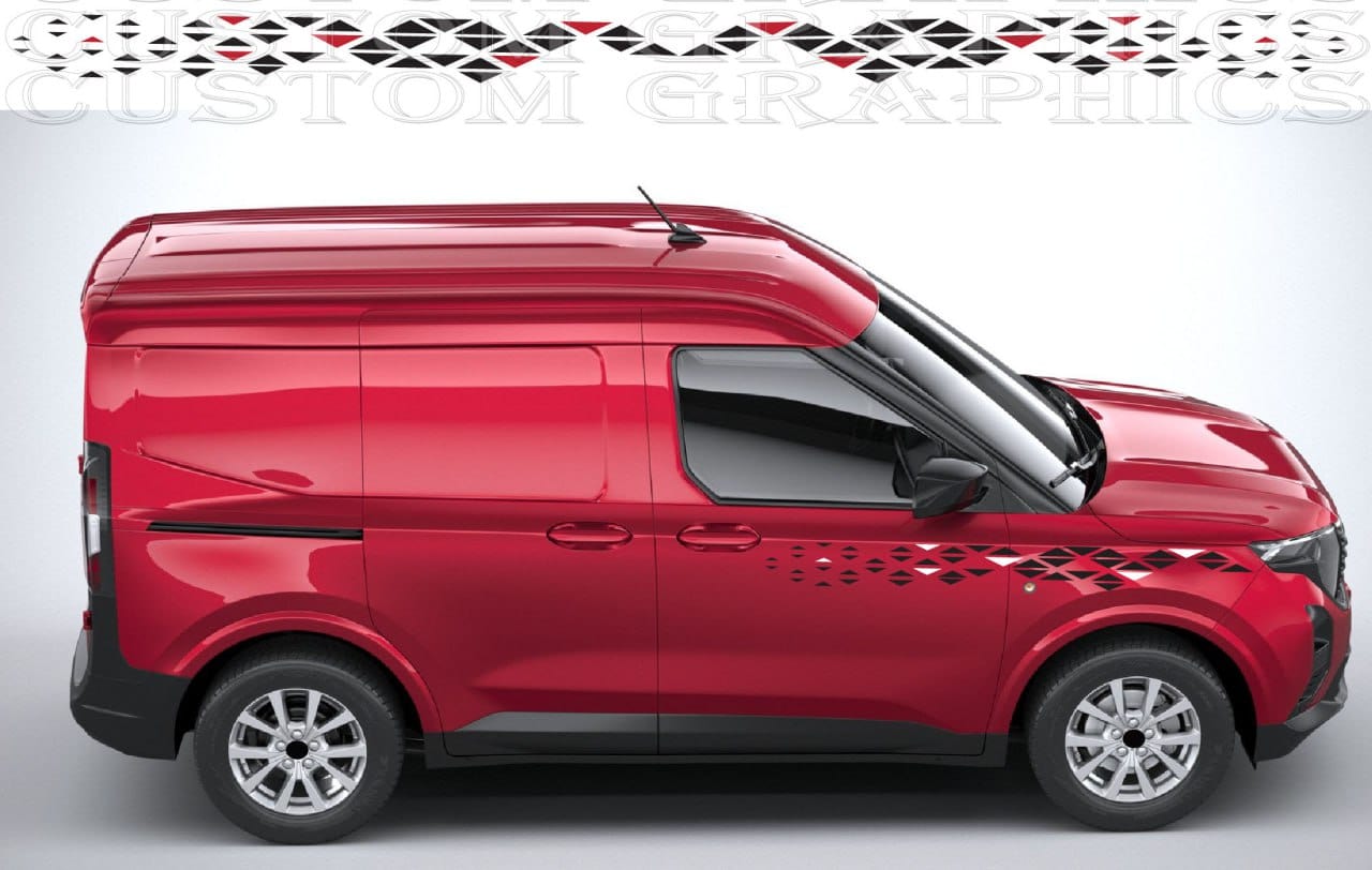 Matte Black Racing Stripes for Transit Courier