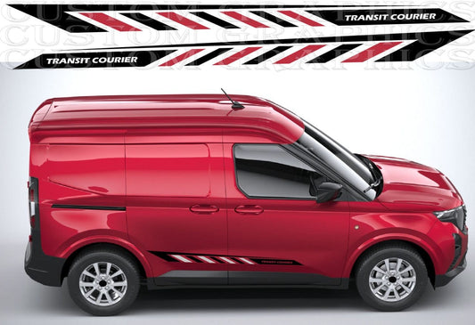 Transit Courier showing full side stripe graphics