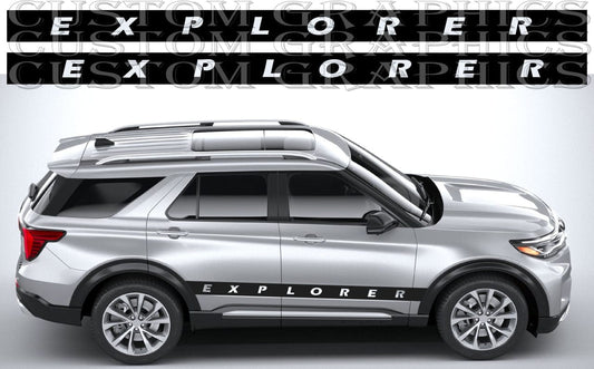 Personalized name decal on rear window of Ford Explorer

