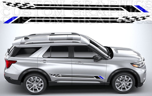 4WD vinyl stickers applied to lower side panels of Explorer

