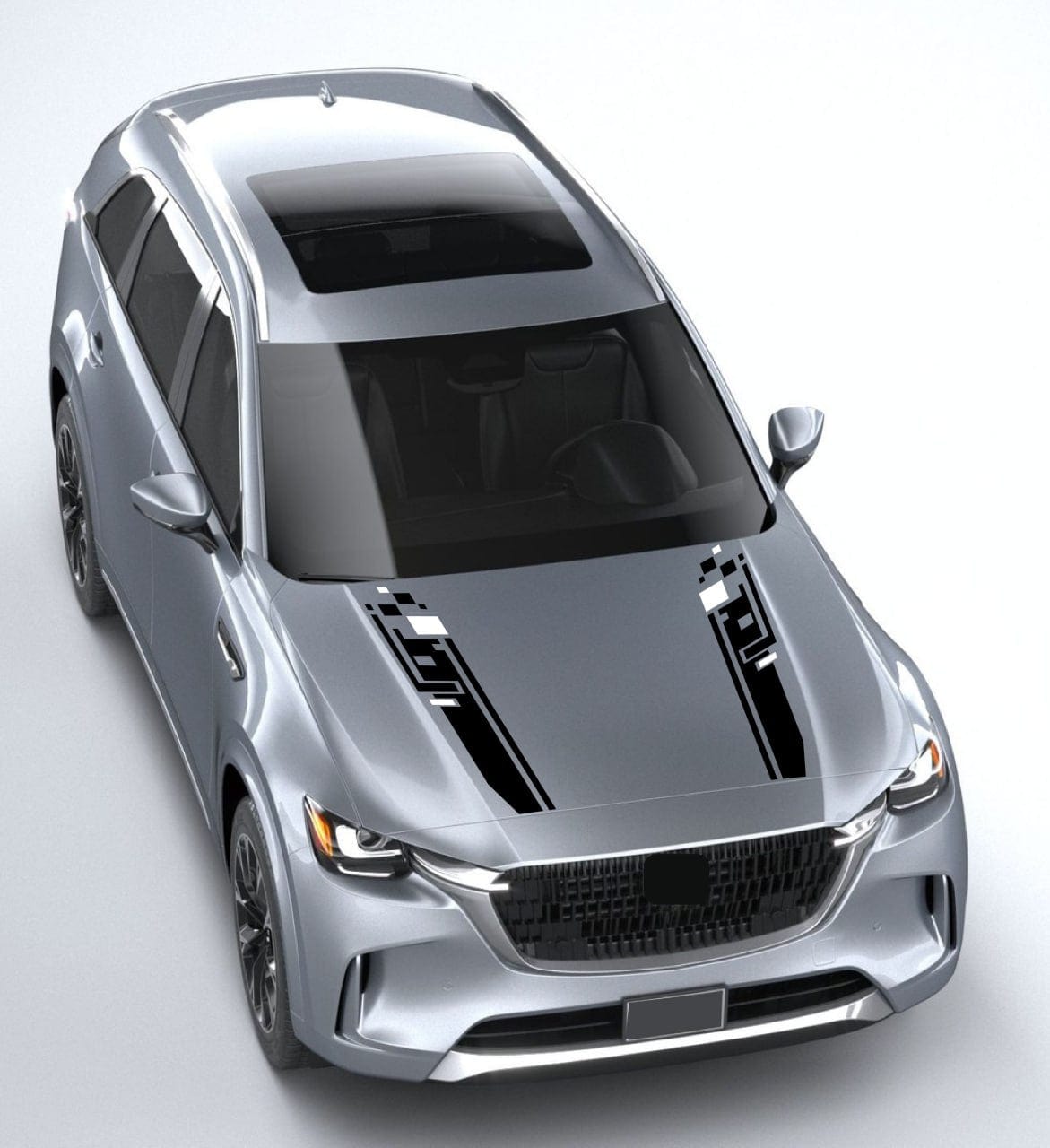 Silver car on a white background