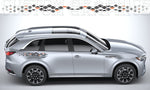Silver SUV with custom car graphics on a gray background