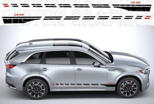 Silver SUV with custom graphics on a gray background