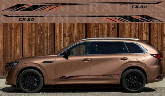 Bronze SUV with custom graphics on a wooden background